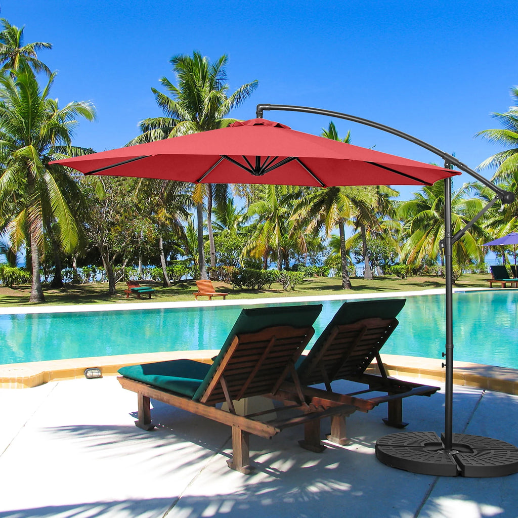 10 FT Patio Offset Umbrella with Cross Base Tilt Navy Blue F79340