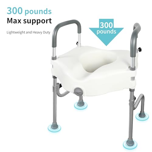 Grey+White 5 Inch Raised Toilet Seat with Handles G424
