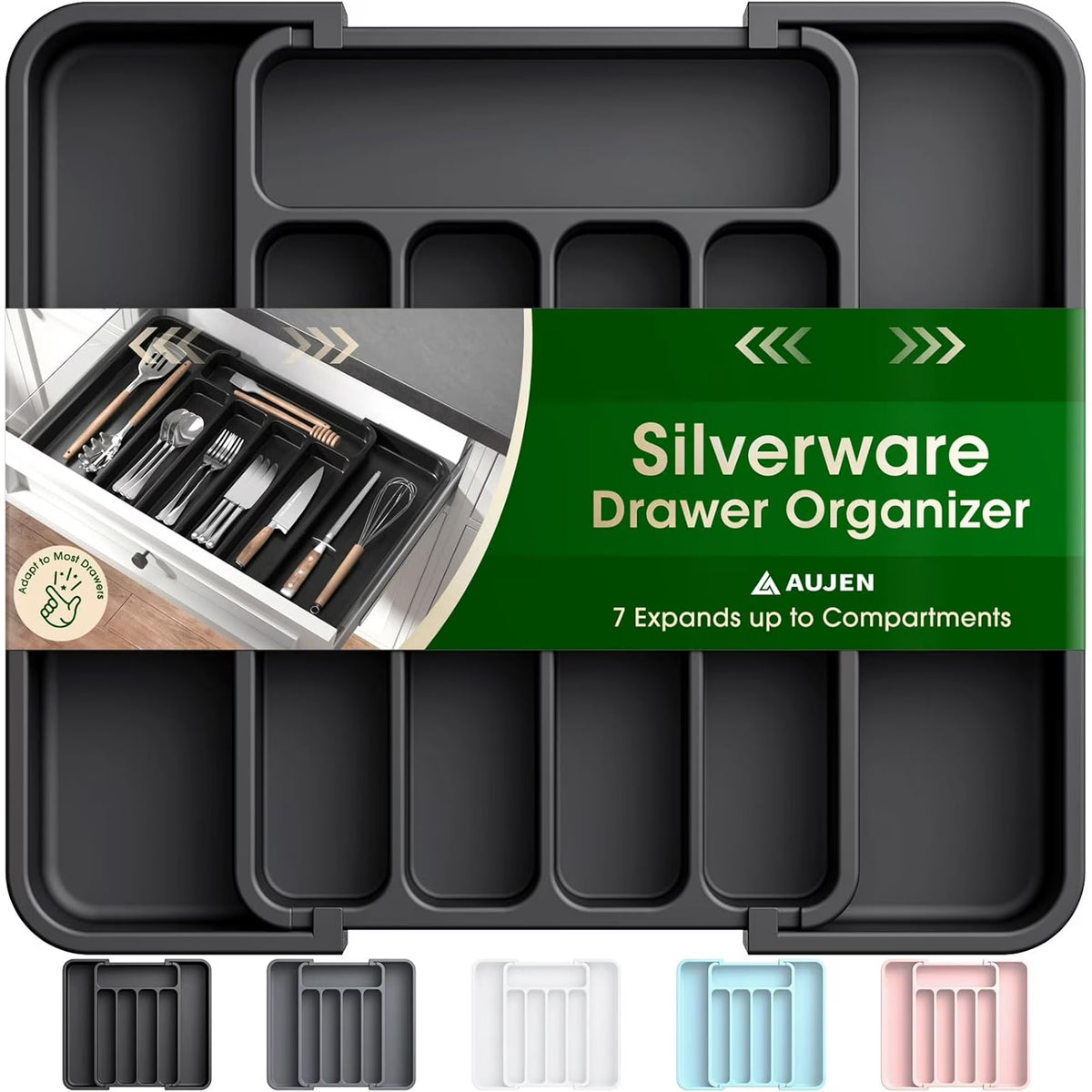 Black Medium Expandable Silverware Organizer A50132