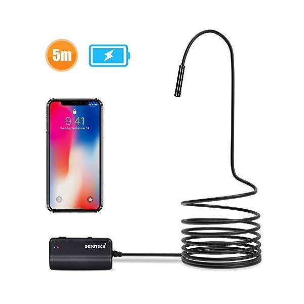 Semi-Rigid Wireless Endoscope, 2.0 MP HD WiFi Borescope Inspection Camera, 16 inch Focal Distance, 1800mAh Battery E4820