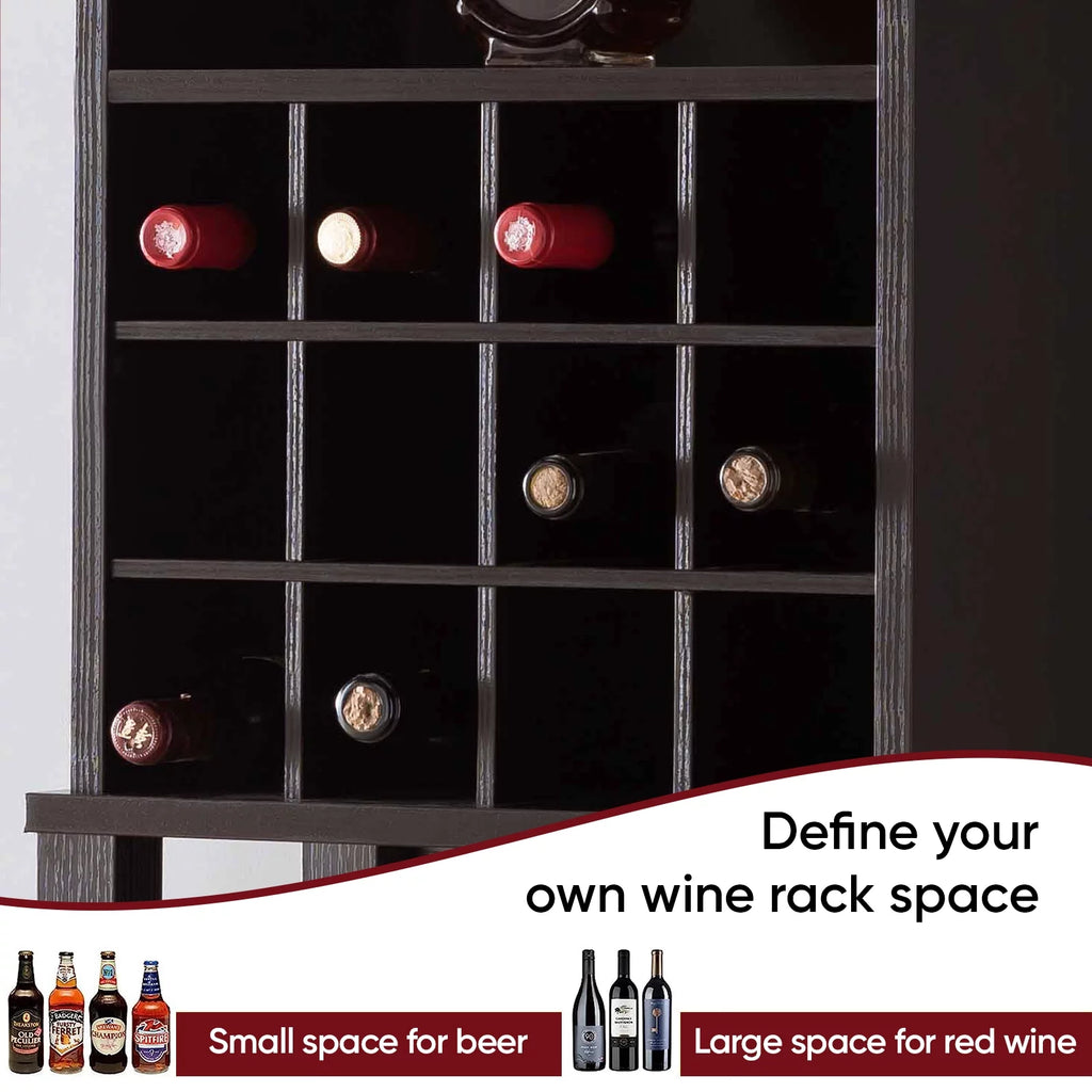 Free Standing Wine Bar Cabinet with Adjustable Shelf L7067