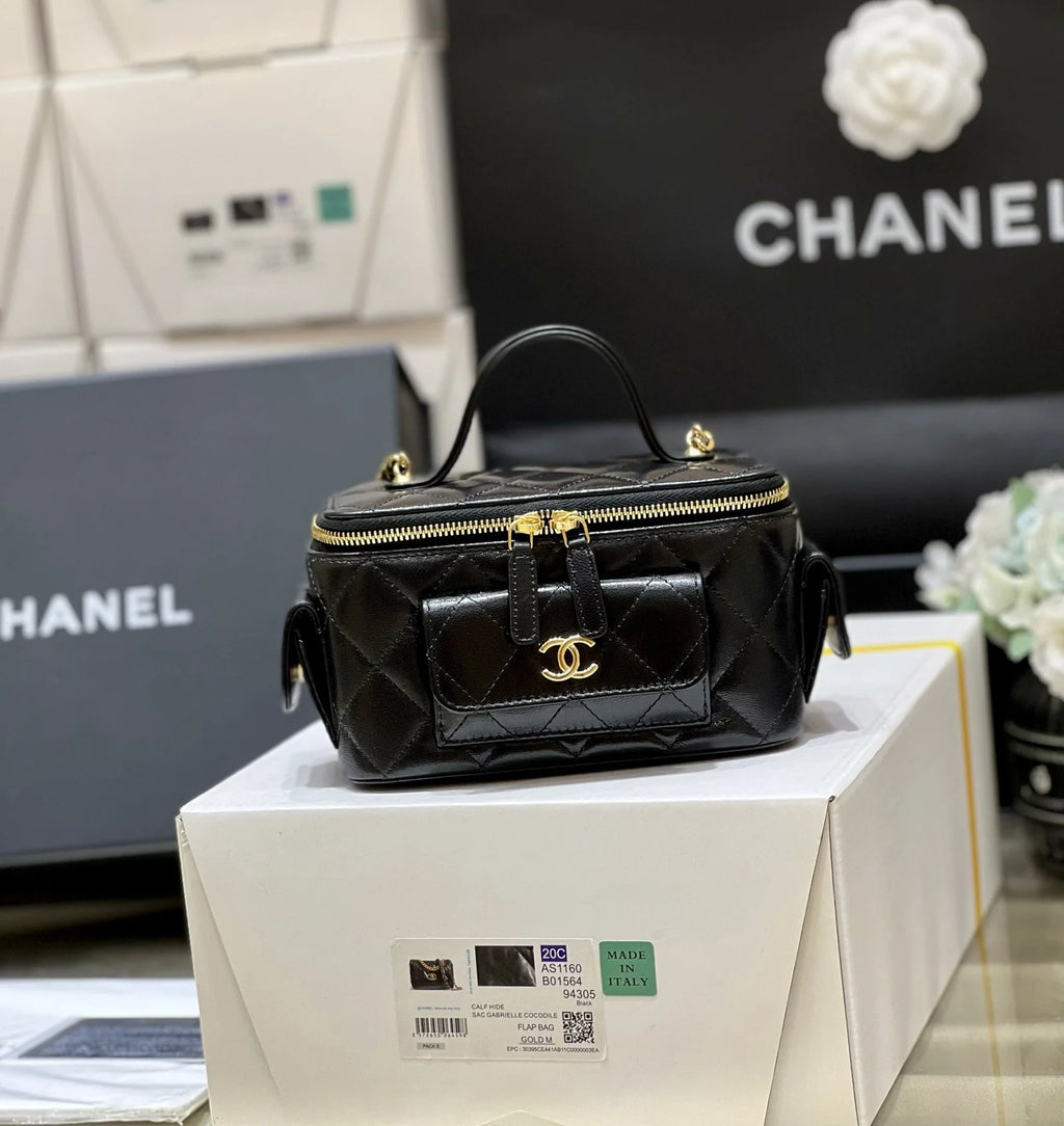Black Vanity Bag With Strap K5020