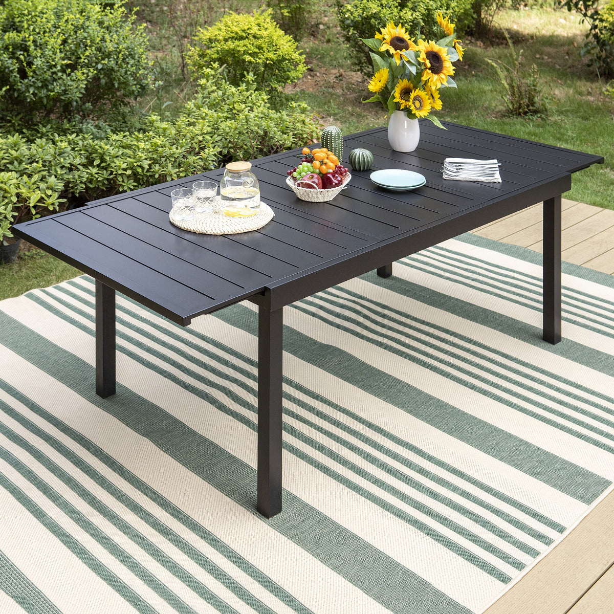 7 Pieces Outdoor Patio Dining Set with 6 Textilene Chairs and Extendable Dining Table Z355