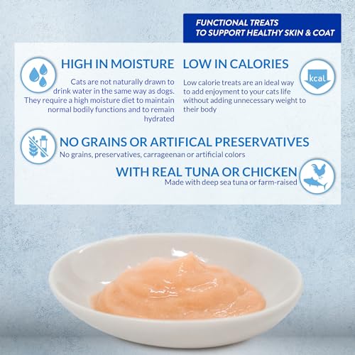 Lickable Purée Natural Cat Treats with Omega Oils, Taurine and Vitamin E, 50 Tubes Z846