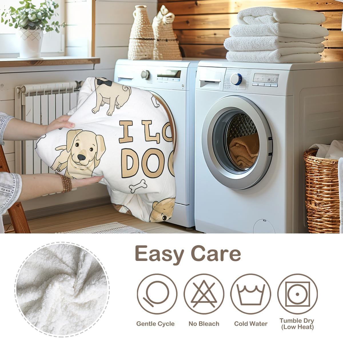 Puppy Print Sherpa Fleece Throw Blanket, Twin (60"X80") Q1318