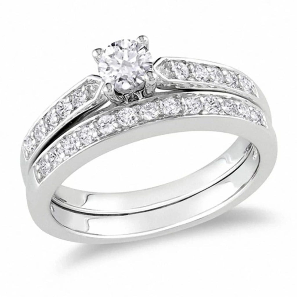 1/2 CT. Diamond Bridal Engagement Ring Set in Sterling Silver U662819