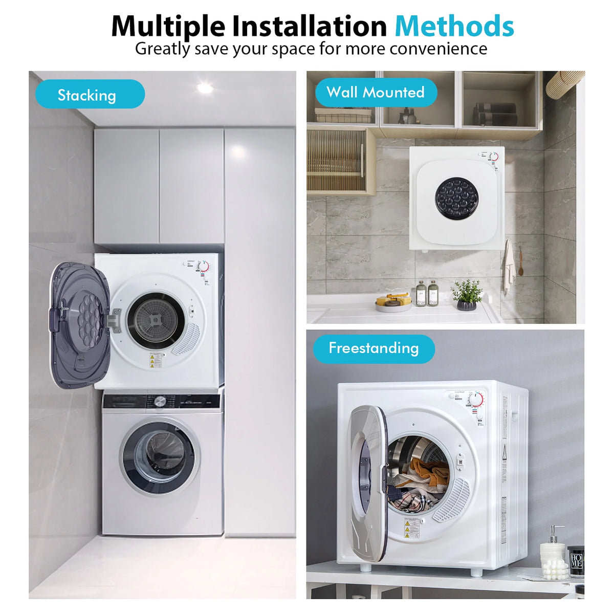 1500W Compact Electric Laundry Dryer Stainless Steel 13.2 lbs L821510