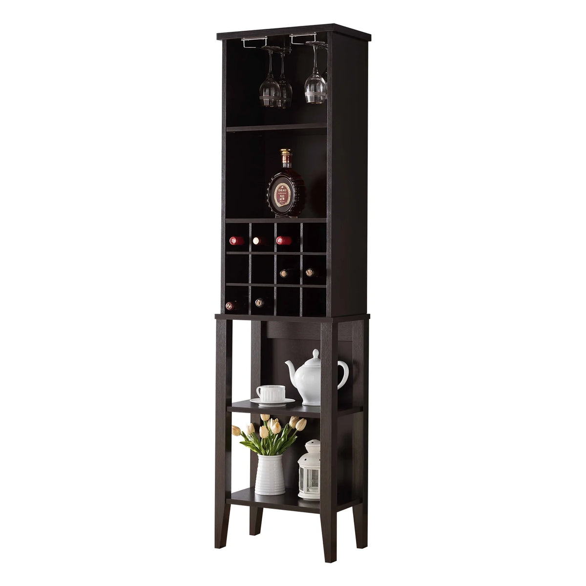 Free Standing Wine Bar Cabinet with Adjustable Shelf L7067