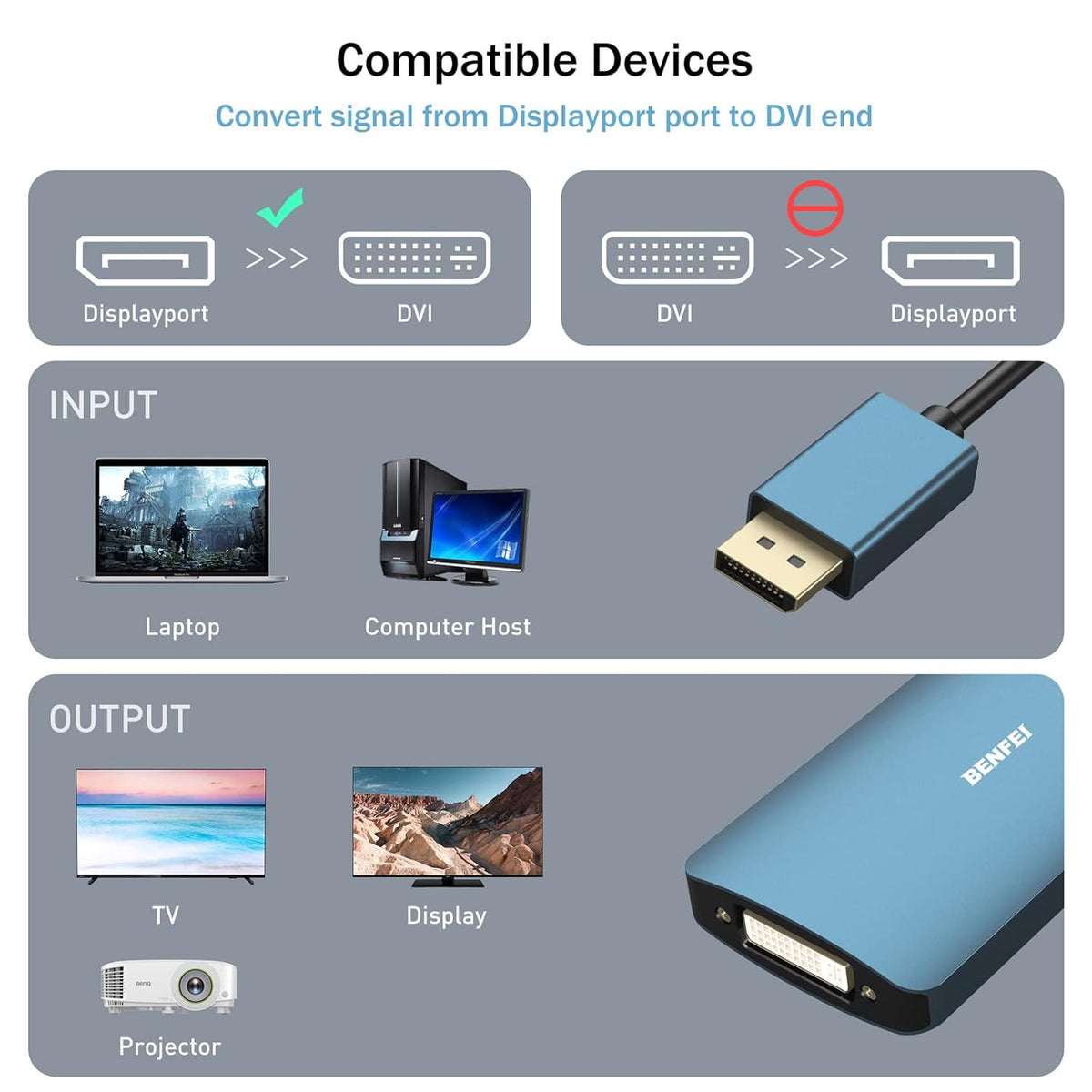 DisplayPort to DVI-D Dual Link Adapter, Pack of 2 I4787
