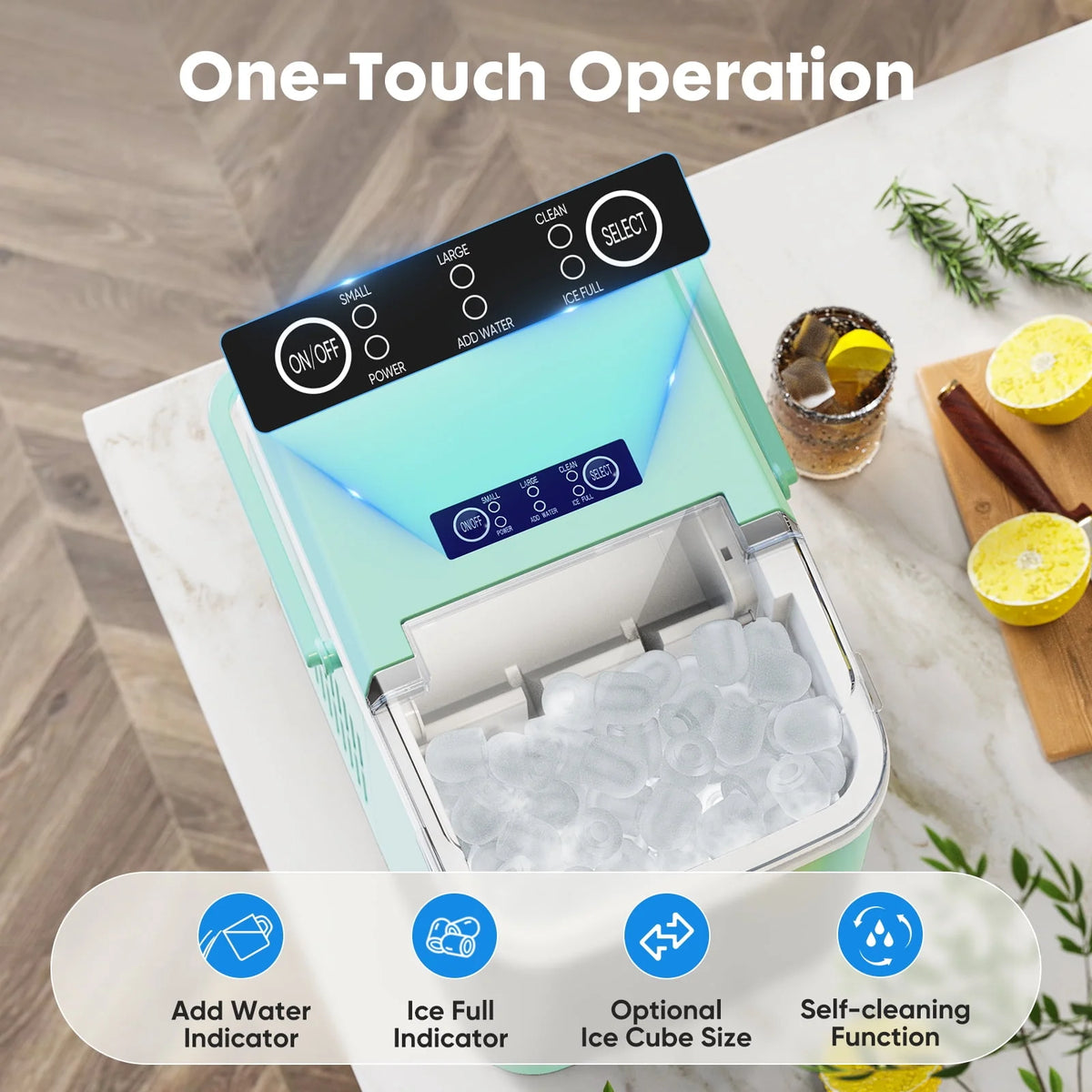 Black Portable Countertop Ice Maker with Handle and Ice Scoop J387812