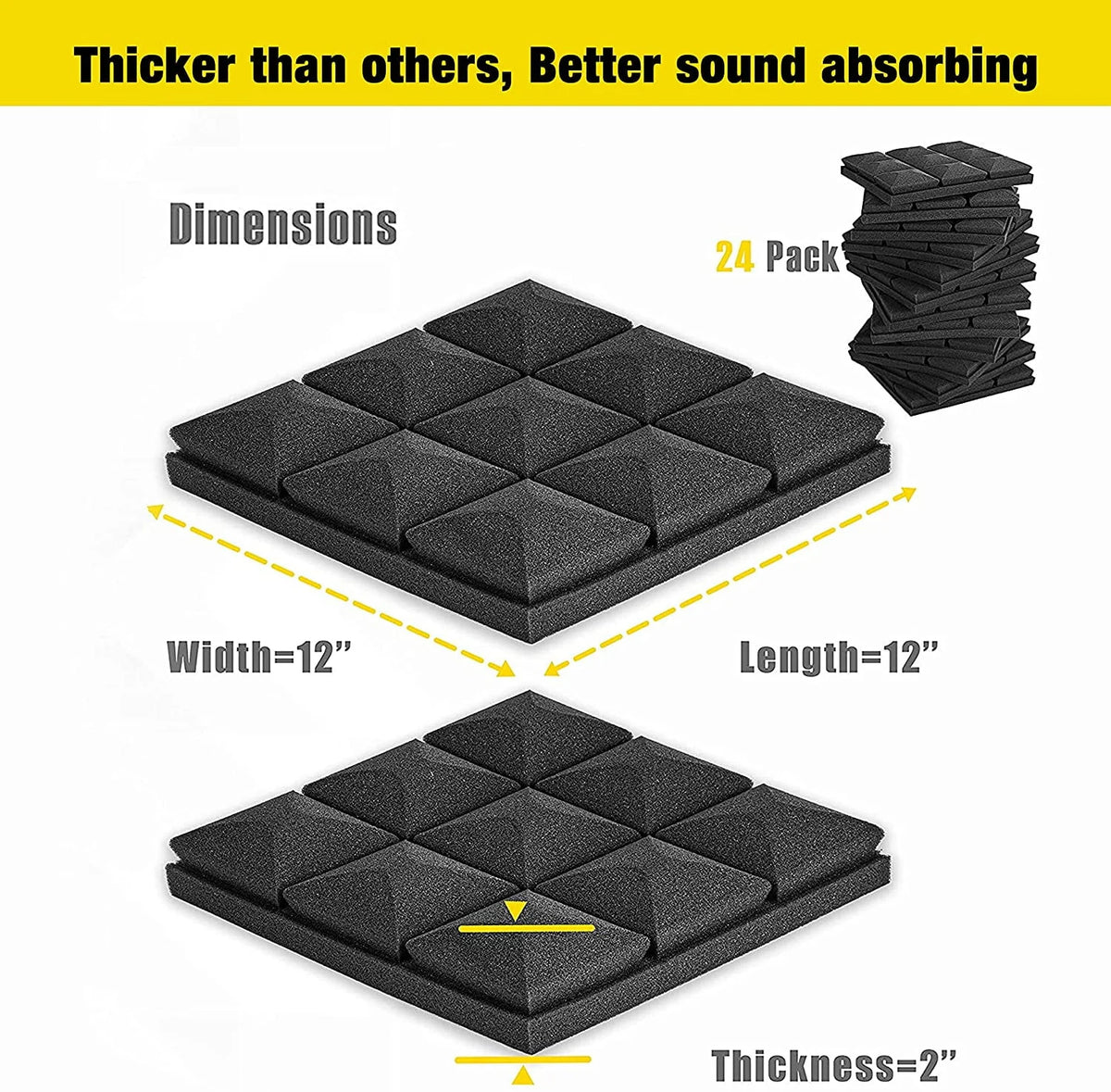 12 Pack Gray Acoustic Foam Panels V2837