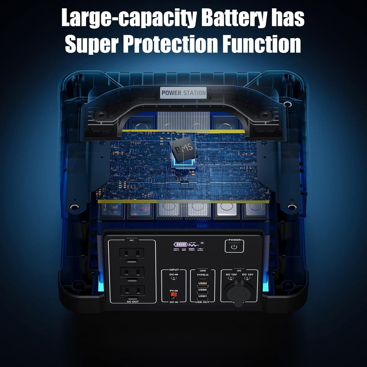 1100Wh 1200W Portable Power Station with 3x110V AC Outlets V3065