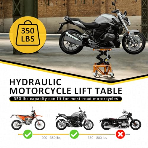 Hydraulic Motorcycle Lift Table, 350 LBS Heavy Duty Scissor Jack Stand with Wide Deck A741344
