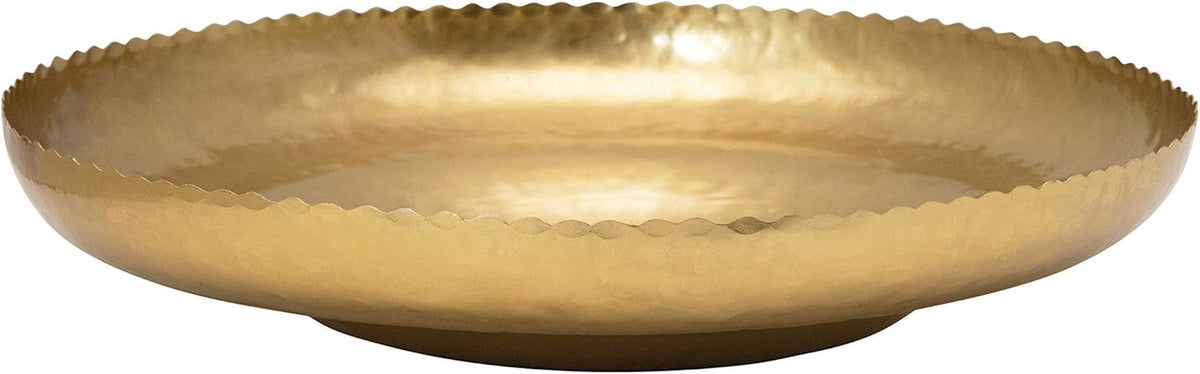 Hammered Metal Tray with Scalloped Edge J18301