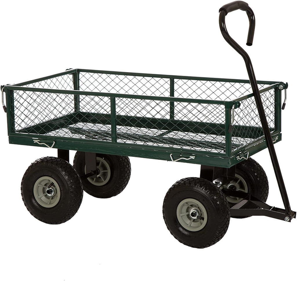 Heavy Duty Steel Utility Cart 550-lbs Capacity with Removable Sides and 10 Inch Wheels T355
