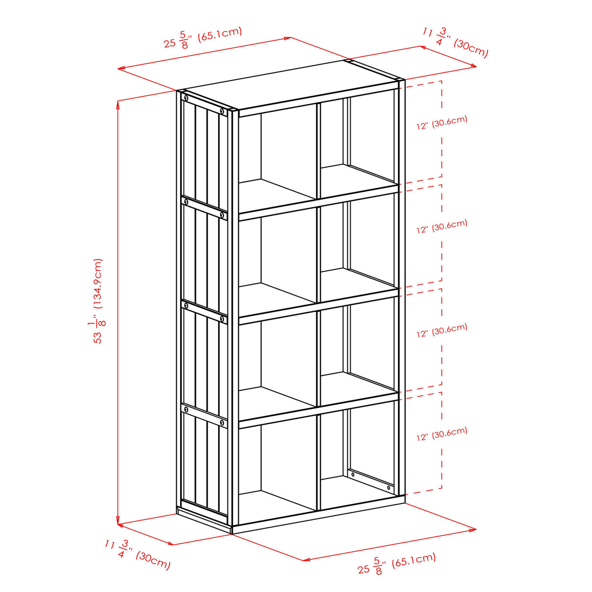2 x 2 Cube Shelf with Wainscoting Panel V7145