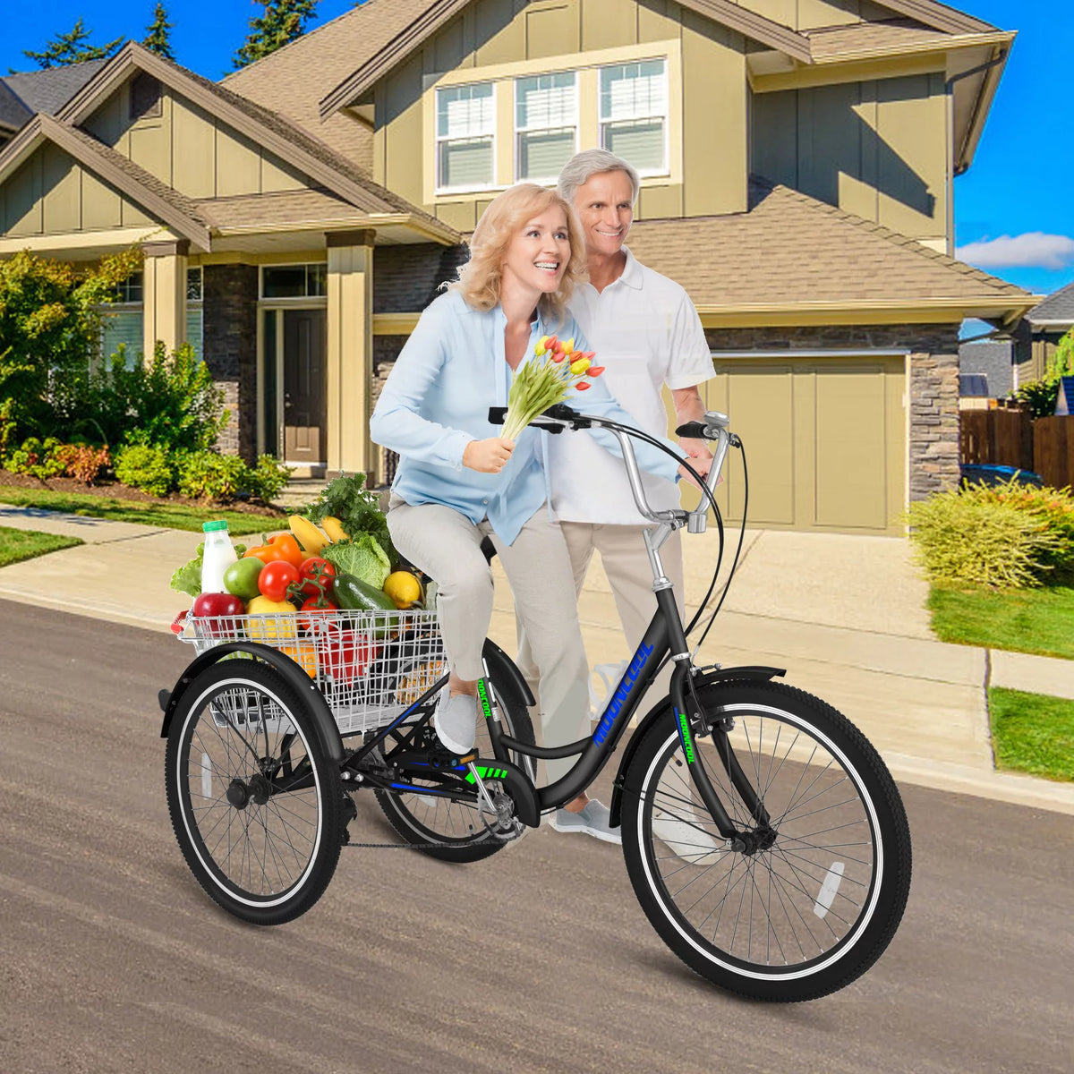20/24/26 inch 7 Speed Adult Tricycles with Big Basket W809
