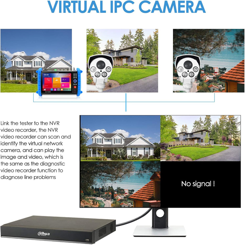 7-inch IPS Touch Screen CCTV Camera Tester with HD-TVI HD-CVI AHD SDI IP Camera Support POE WiFi 4K H.265 HDMI G51579