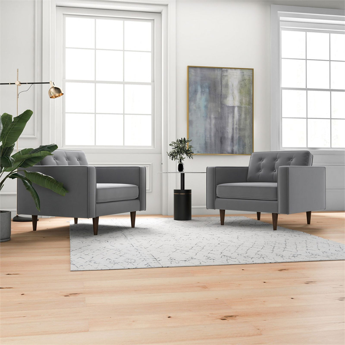 Gray Velvet Lounge Chair (Set of 2) Q9413