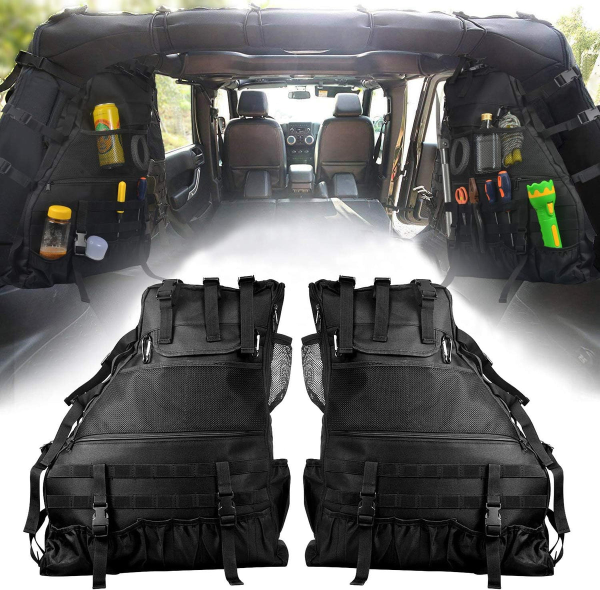 Roll Bar Storage Bag Cage with Multi-Pockets & Organizers J880