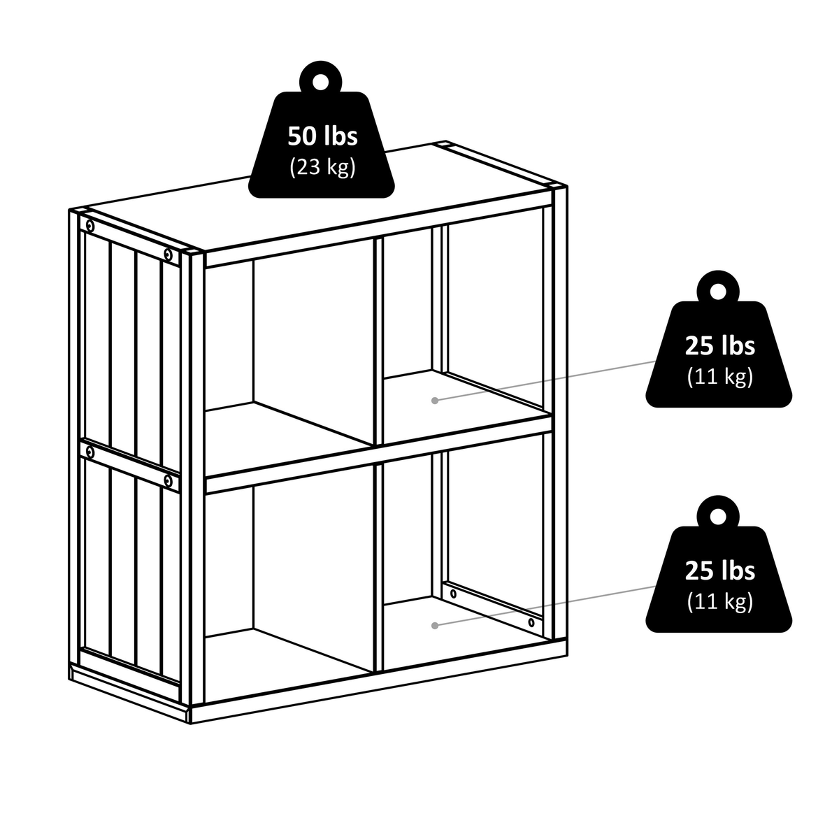 2 x 2 Cube Shelf with Wainscoting Panel V7145