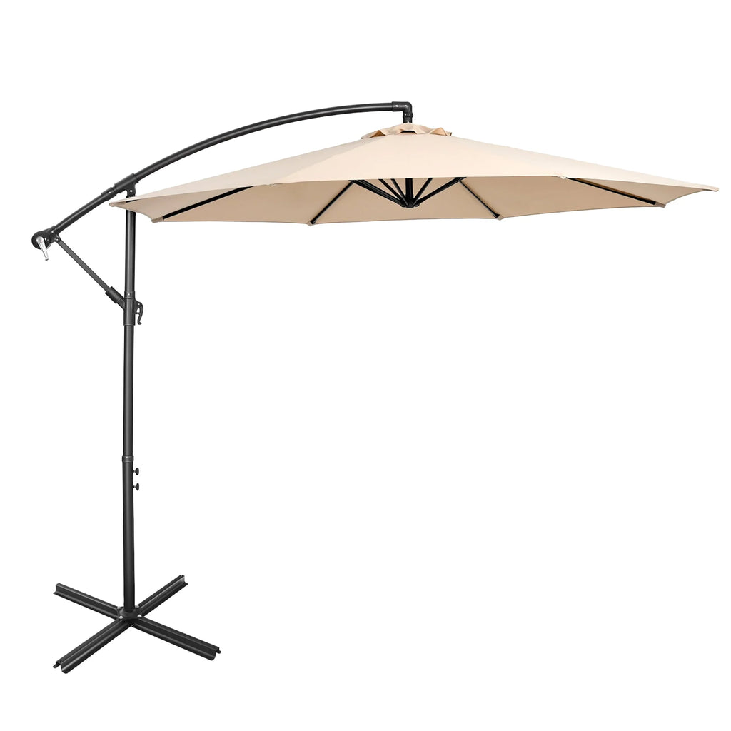 10 FT Patio Offset Umbrella with Cross Base Tilt Navy Blue F79340