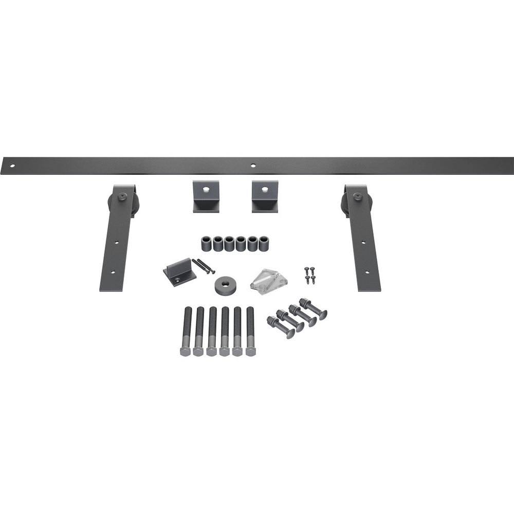 Barn Door Hardware Set with 8 ft Track, Silver Metallic J481284