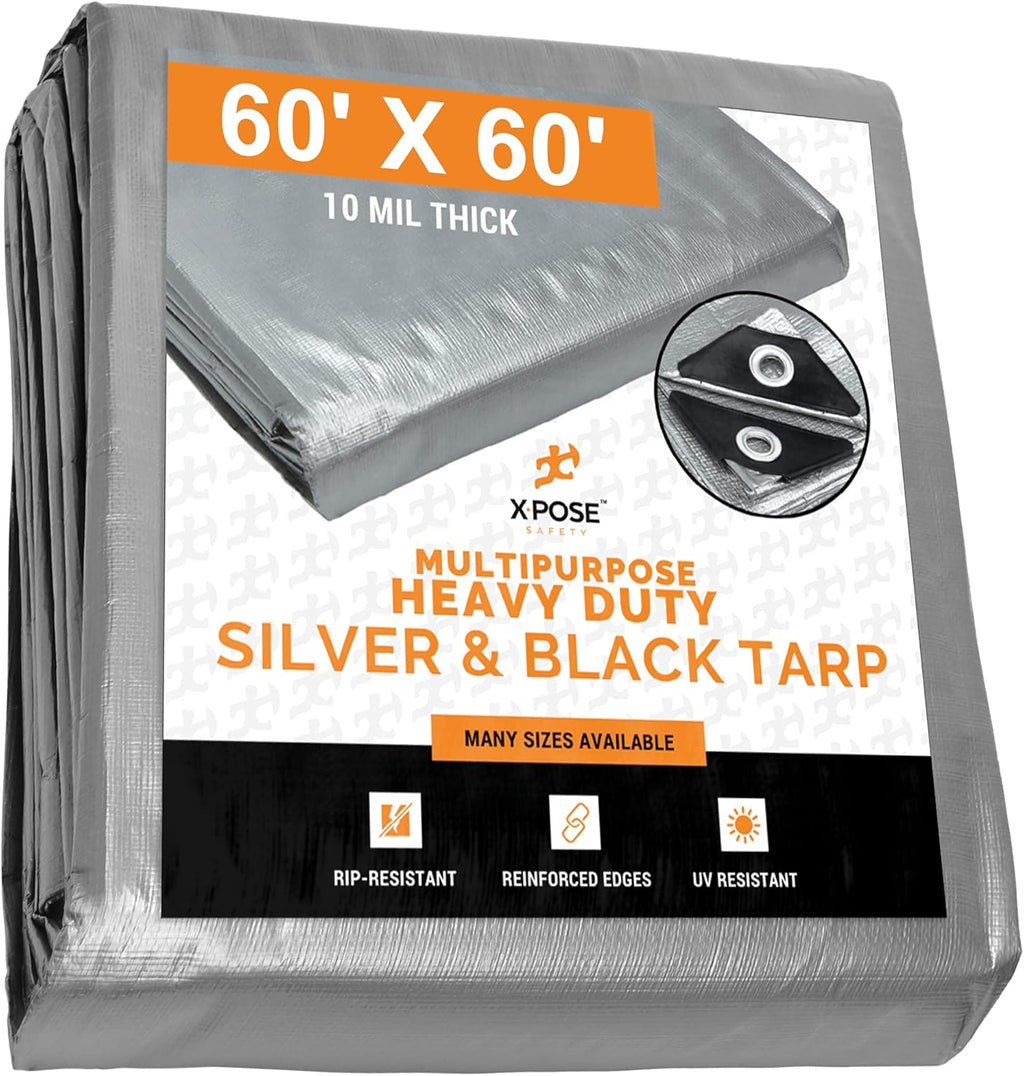 18 x 24 Feet 10 Mil Waterproof Poly Tarp with Grommets Pack of 2 J158357