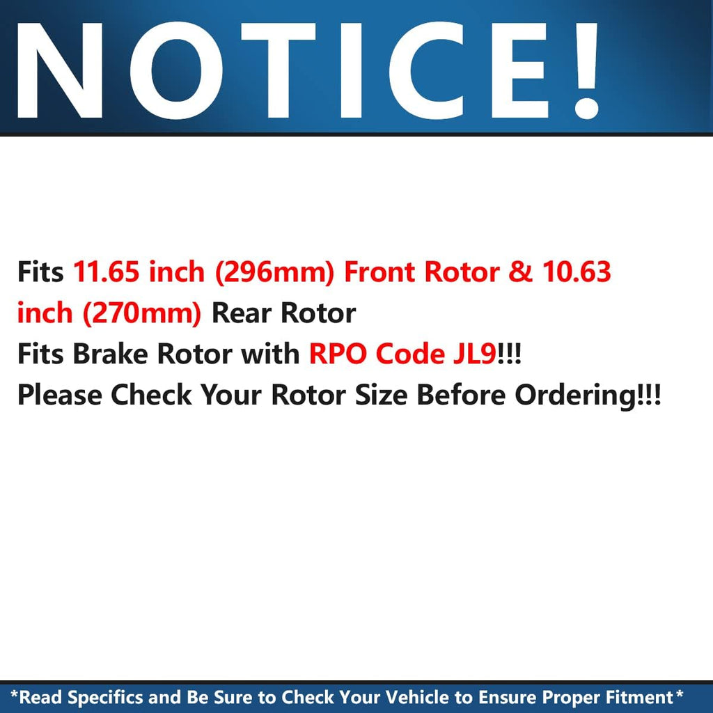 10pc Front and Rear Disc Rotor and Brake Pad Set J82789