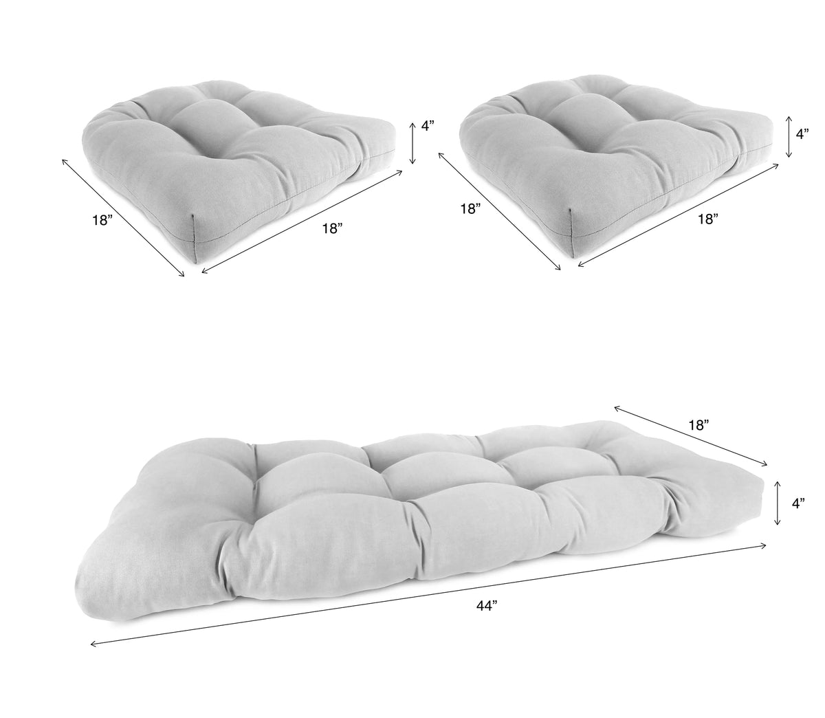 3-Piece Grey Tufted Outdoor Cushion Set F220885