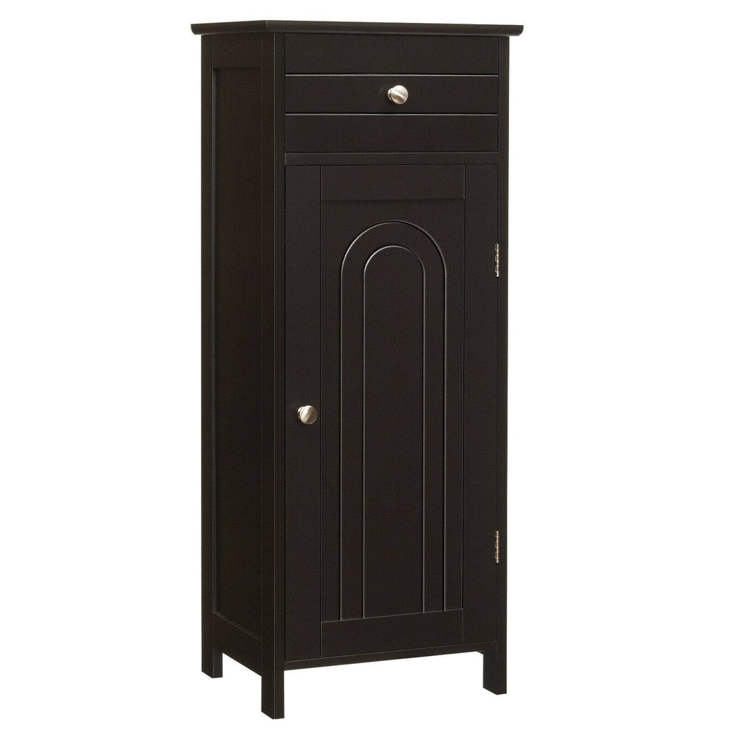 Brown Wooden Floor Cabinet with Drawer and Shelf R1437
