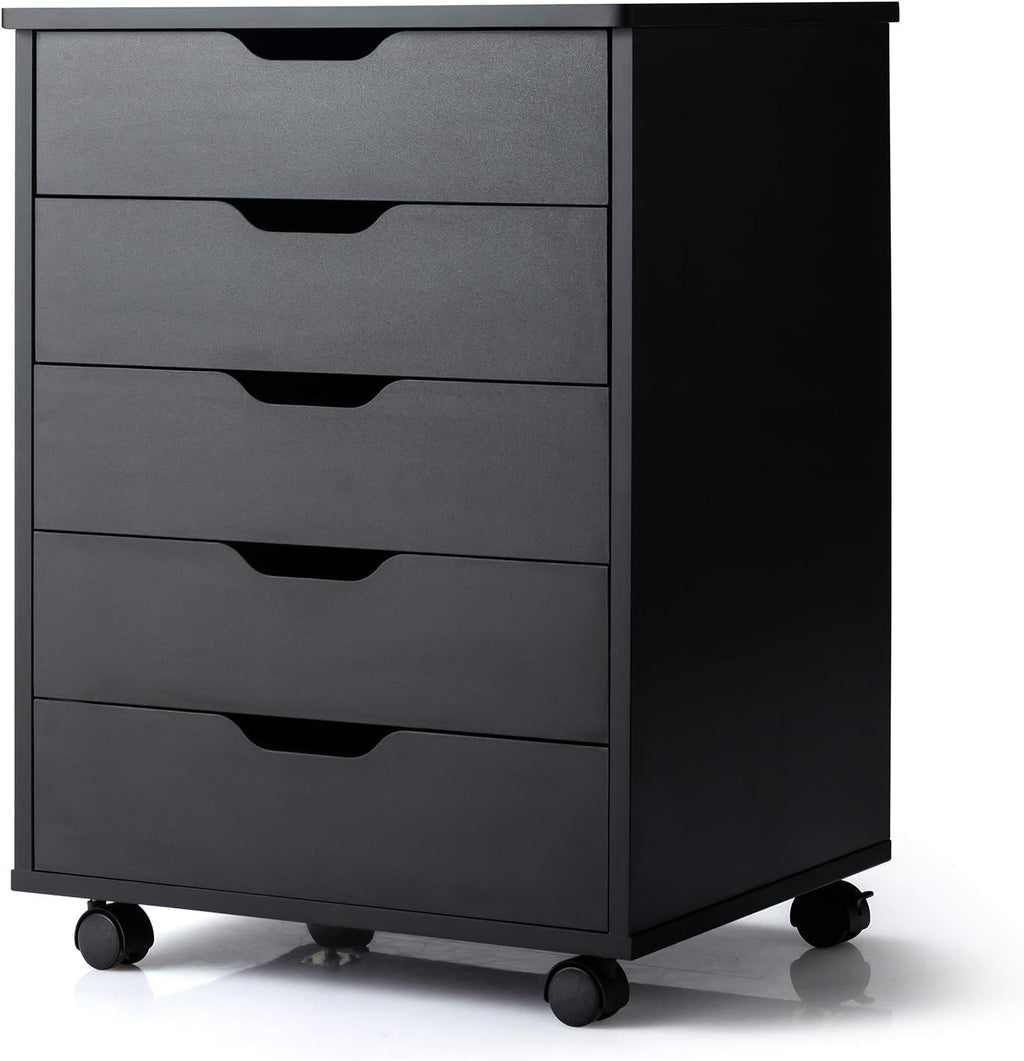 White 5 Drawer Mobile Filing Cabinet with Side Cabinet L712292