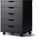White 5 Drawer Mobile Filing Cabinet with Side Cabinet L712292
