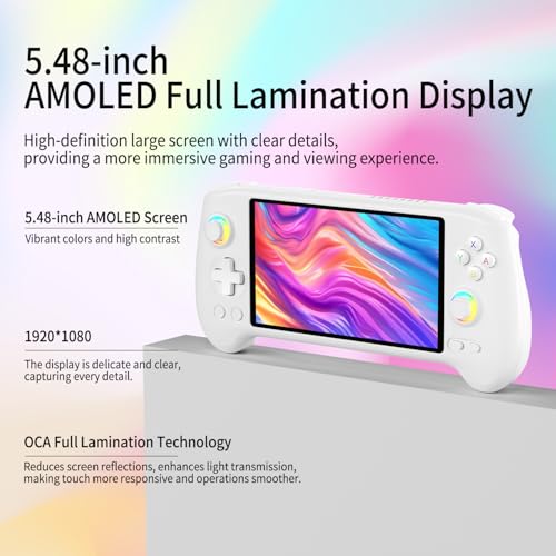 Handheld Retro Gaming Console 5.48” AMOLED Display Android 14 8K TV Output Portable Video Game Console White 512G K803