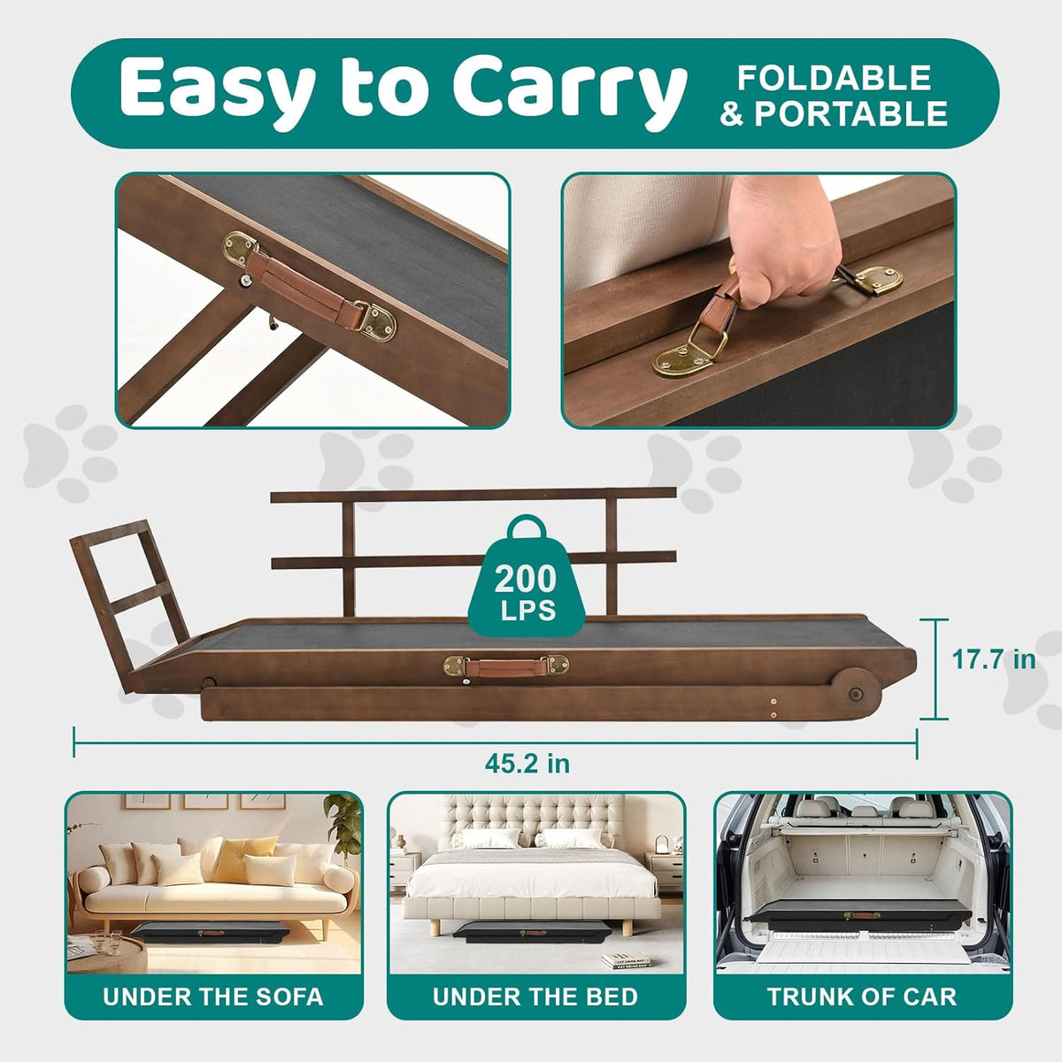 5 Level Adjustable Folding Wooden Pet Ramp H348378