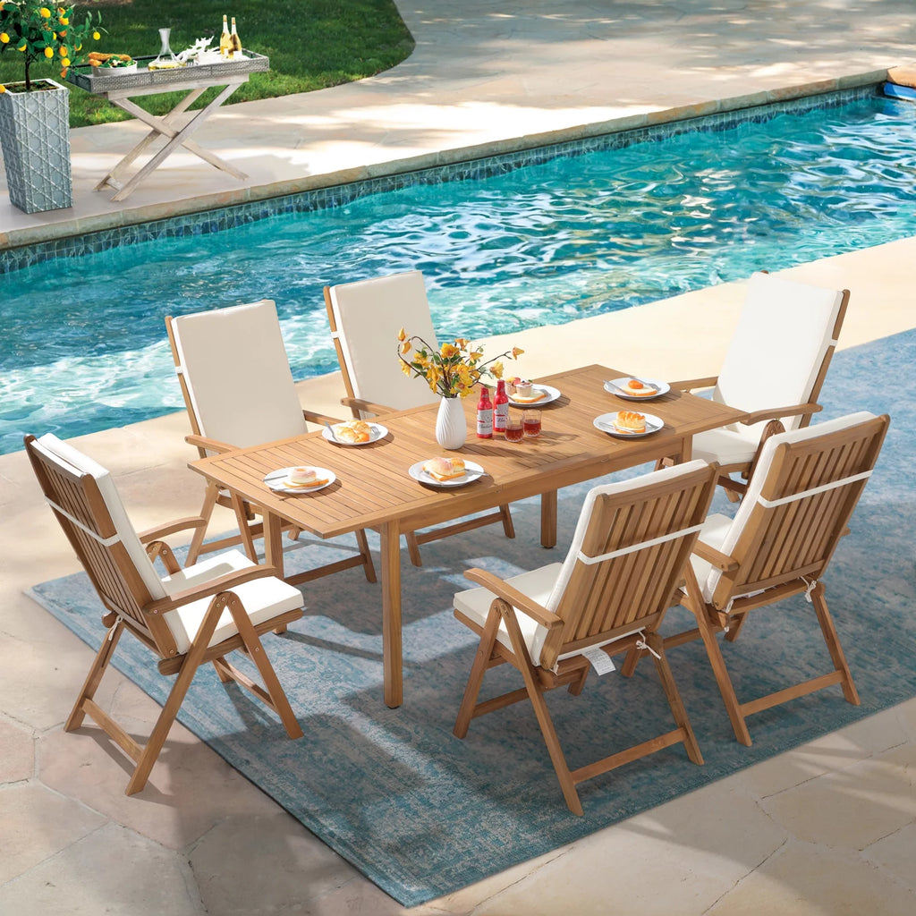 7 Piece Acacia Wood Patio Dining Set B593