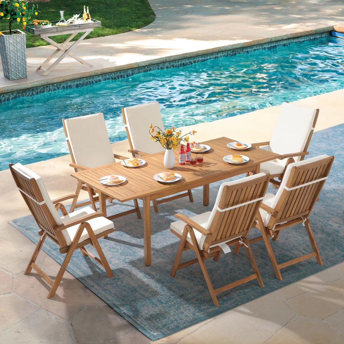 7 Piece Acacia Wood Patio Dining Set B593