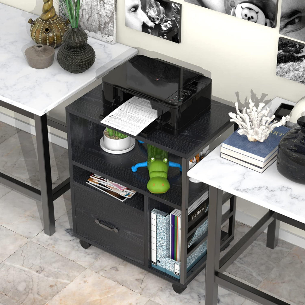 Black Mobile File Cabinet with Drawer L771382