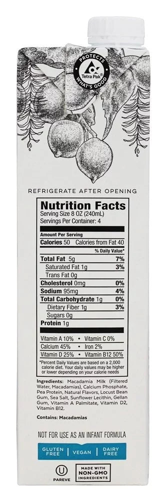 Unsweetened Macadamia Nut Milk Pack of 6 Q845358