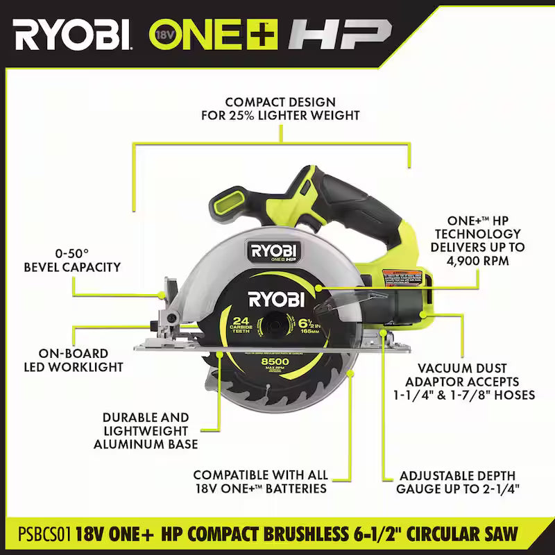 18V Brushless Cordless Compact 6-1/2 in. Circular Saw V1839