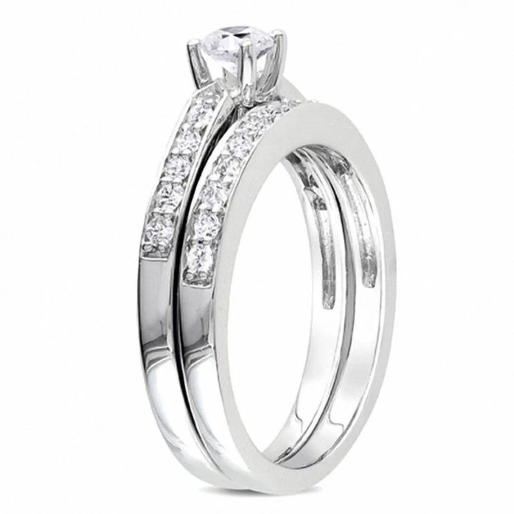 1/2 CT. Diamond Bridal Engagement Ring Set in Sterling Silver U662819