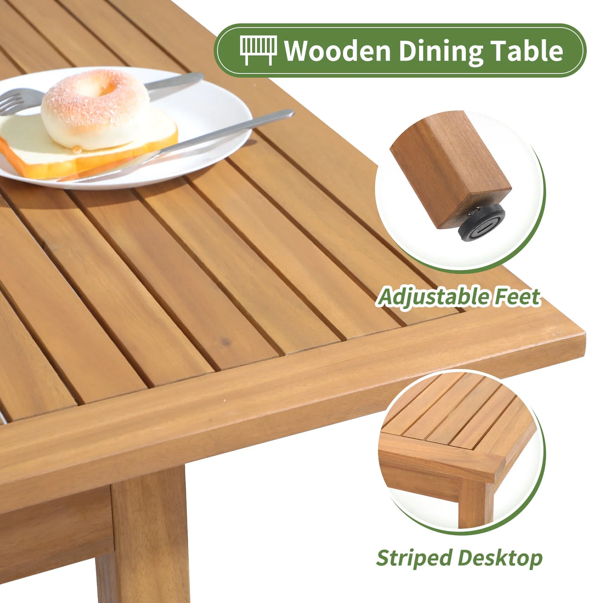 7 Piece Acacia Wood Patio Dining Set B593
