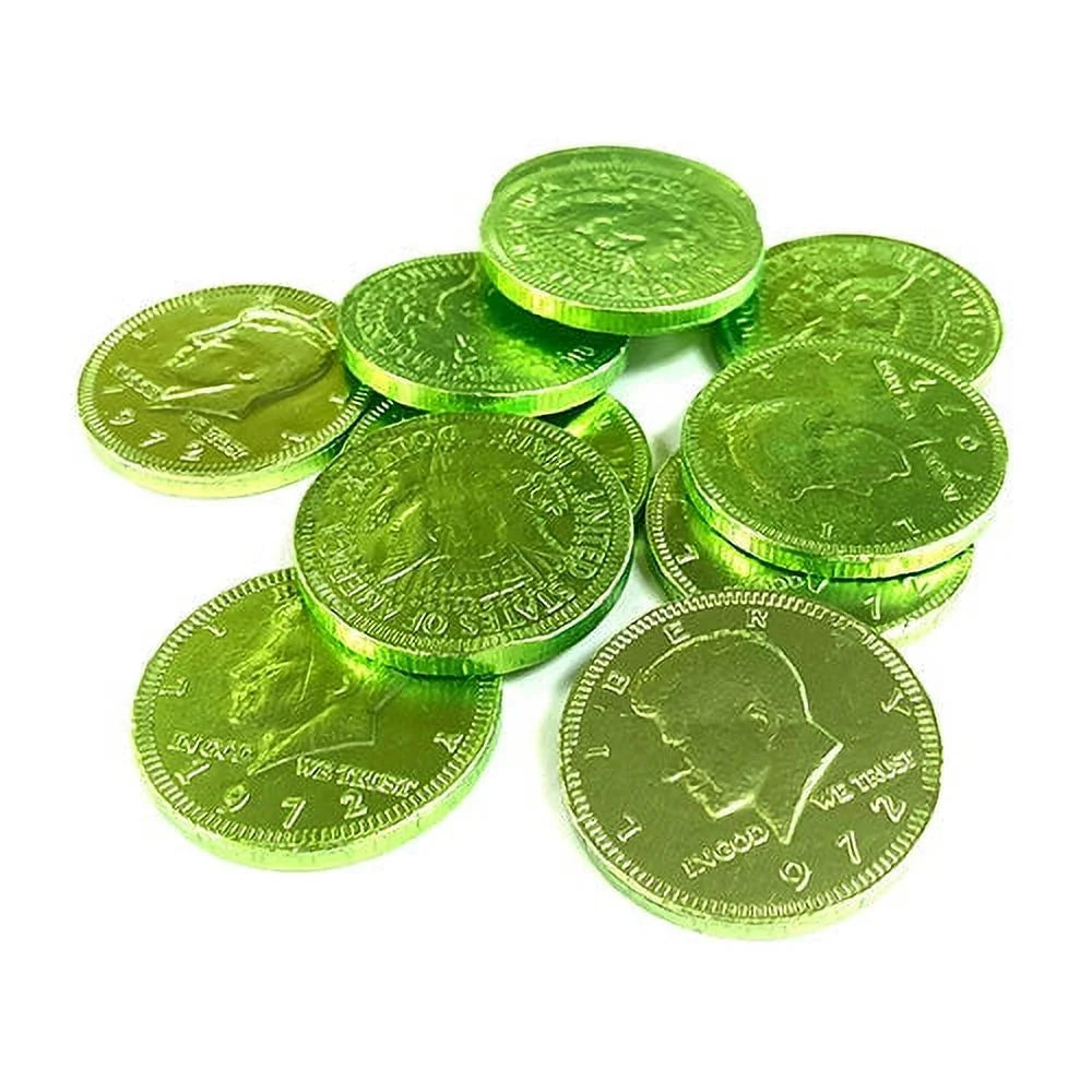 Milk Chocolate Coins Light Green Foil 1 lb L234