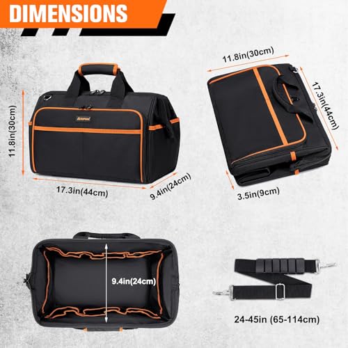 Heavy Duty 17.3-Inch 26-Pocket Waterproof Foldable Tool Bag K3165