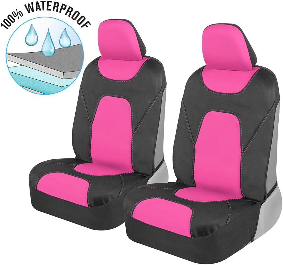 Pink Two-Tone Waterproof Neoprene Car Seat Covers Set of 2 G22188