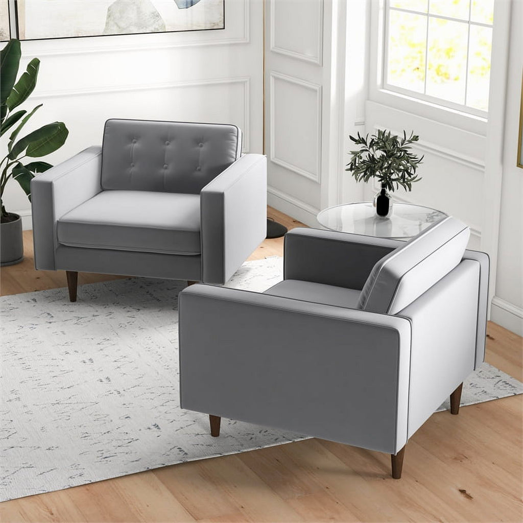 Gray Velvet Lounge Chair (Set of 2) Q9413