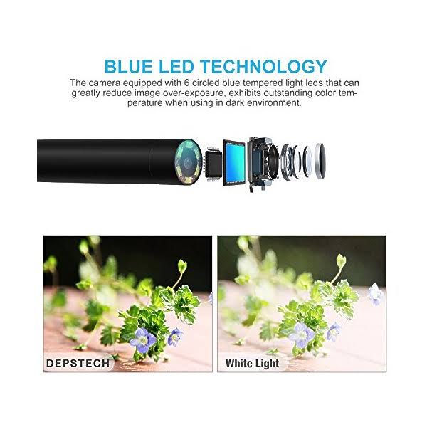 Semi-Rigid Wireless Endoscope, 2.0 MP HD WiFi Borescope Inspection Camera, 16 inch Focal Distance, 1800mAh Battery E4820