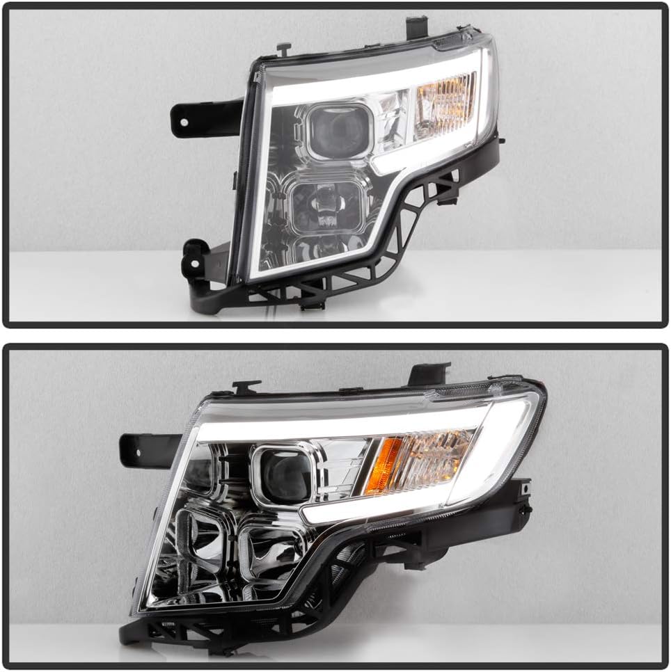 LED Tube Chrome Housing Projector Headlights Headlamps Assembly T99442