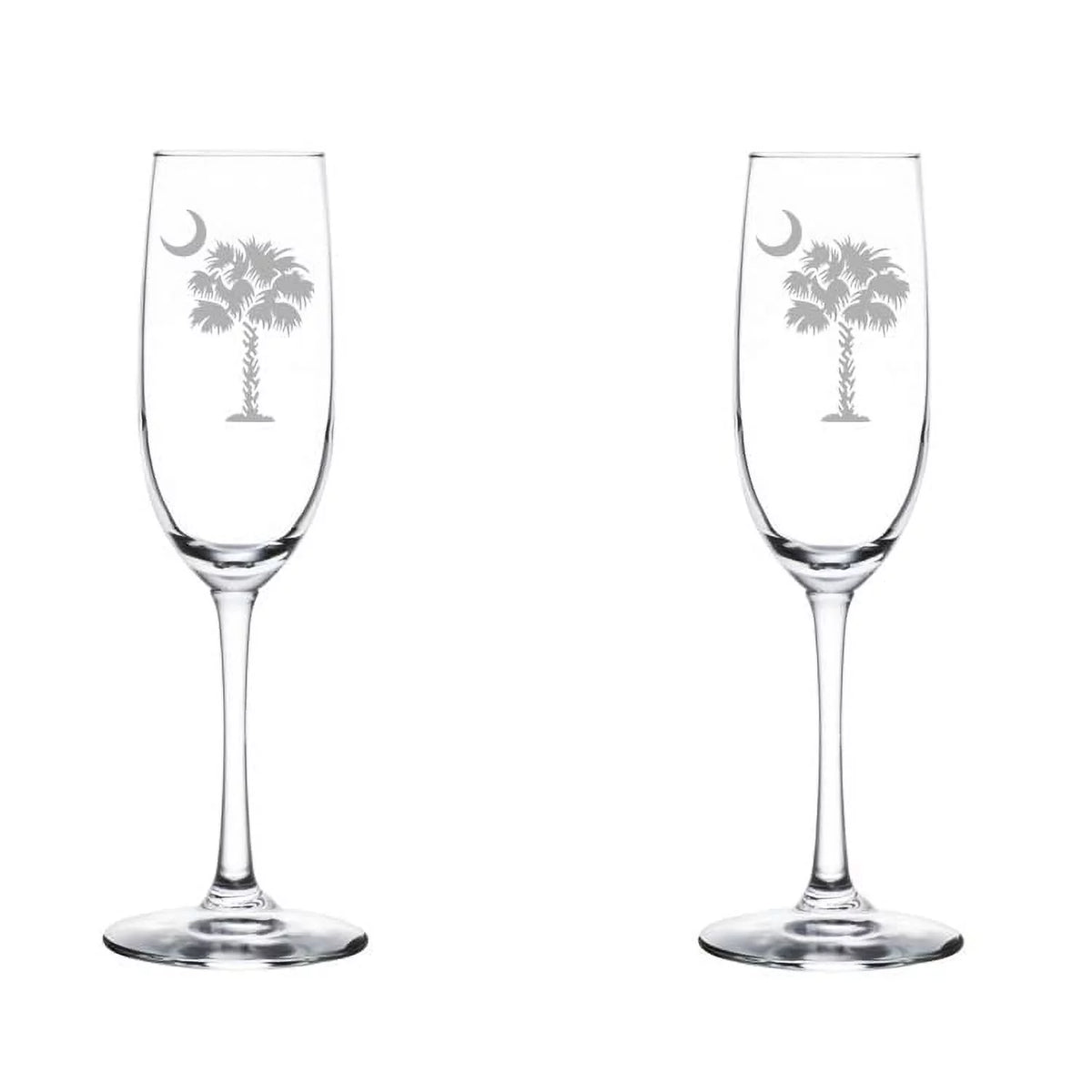 Set of 2 Glass Champagne Flutes 8 oz Stemmed I424