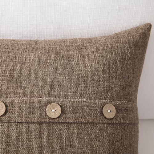 Set of 2 Cool Grey Pillow Covers 18 x 18 Inches with Coconut Buttons J849544